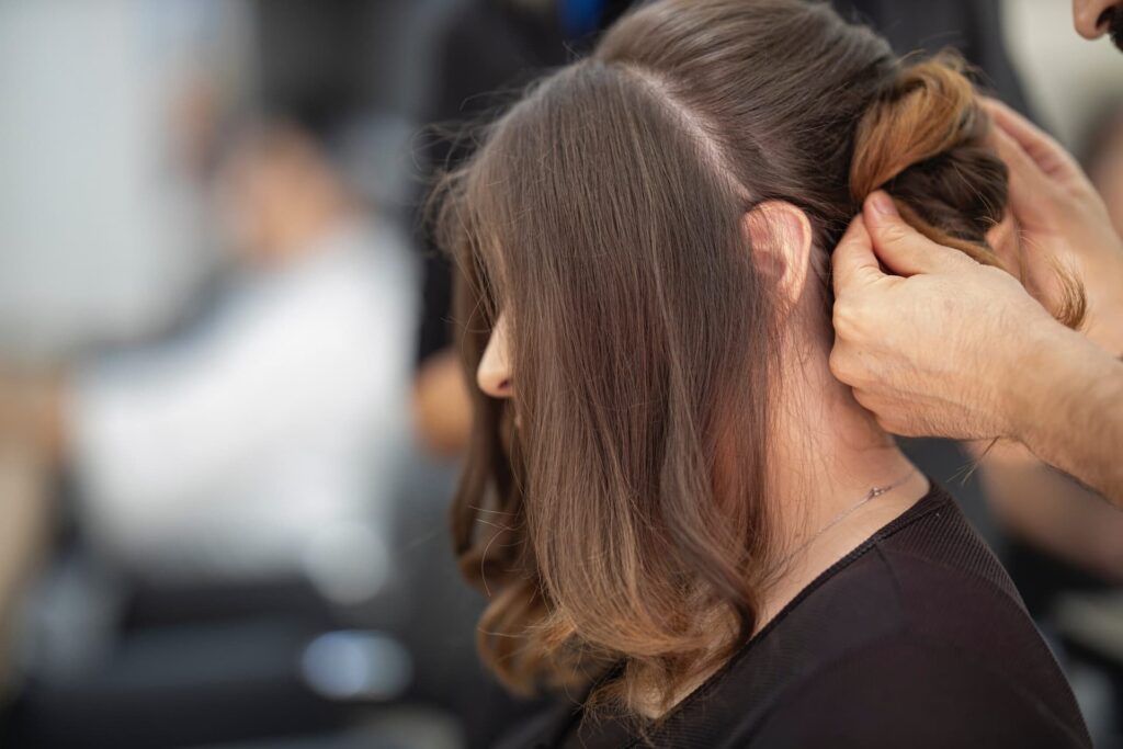 Ladies hair being styled